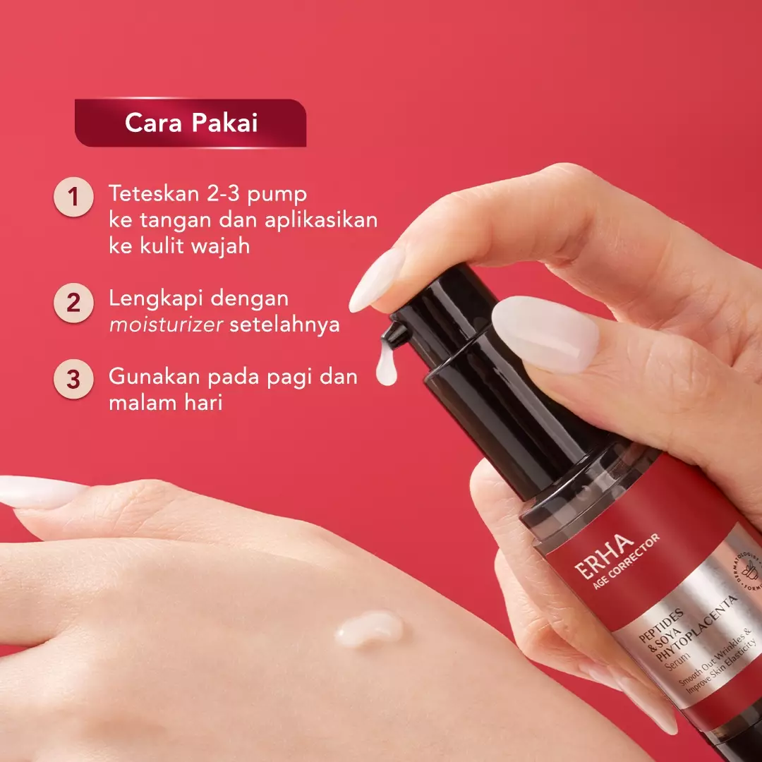 ERHA Age Corrector Serum Peptides & Soya Phytoplacenta for Well-Aging | Mengurangi Garis Halus Kerutan | Melembabkan | Boost Kolagen | Mencerahkan Flek Hitam | Glowing Plumpy | Anti Aging | Kenyal Kencang Cerah