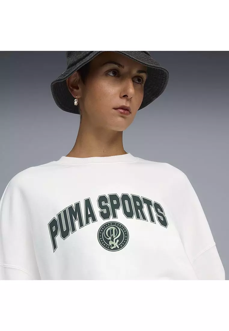 Wardrobe Essentials Sports Legacy Oversized Graphic Crew Sweatshirt Women