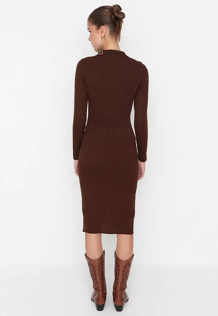 Long Sleeves Knit Polo Dress