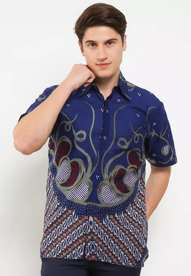 Jual Elshanum Batik Ocean Kemeja Batik Premium Pria Casual Modern