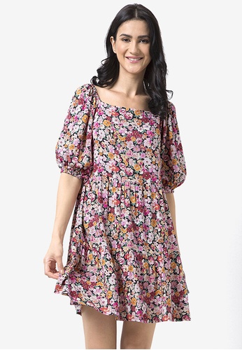 FabAlley multi Floral Blouson Tiered Dress 11C4BAA2ABE2A8GS_1