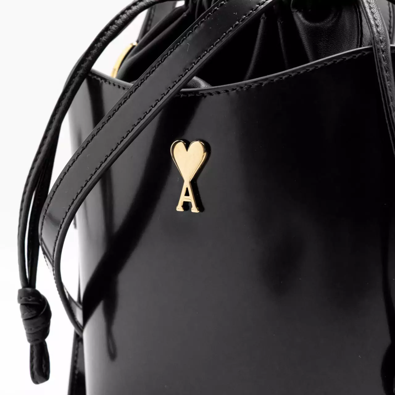 Mini Paris Leather Bucket Bag Black