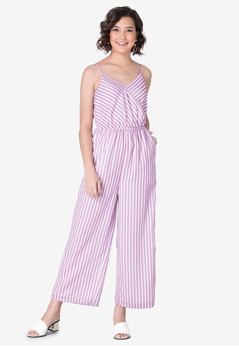 FabAlley white White Striped Strappy Wrap Jumpsuit E5742AAB5A79D0GS_1