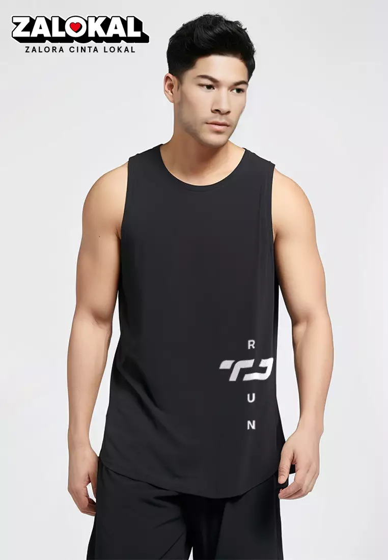 Td Active MS178 sleeveless kutung running jersey TD Run Belly hitam