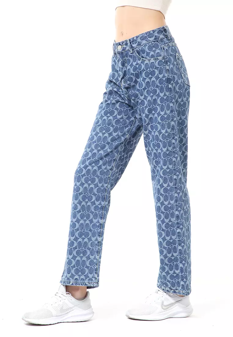 Stella Highwaist Jeans Kulot Wanita Long Pants Stylish Motive Material Denim ORIGINAL - Blue