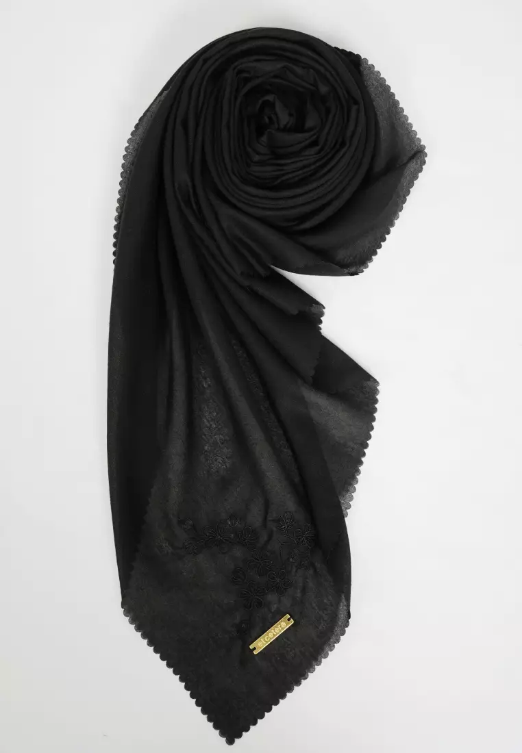 Embroidery Flower Scarves Black