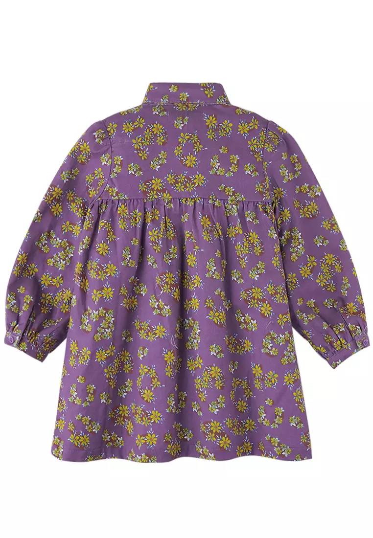 Baby Girls Floral Print Dress With Smockings