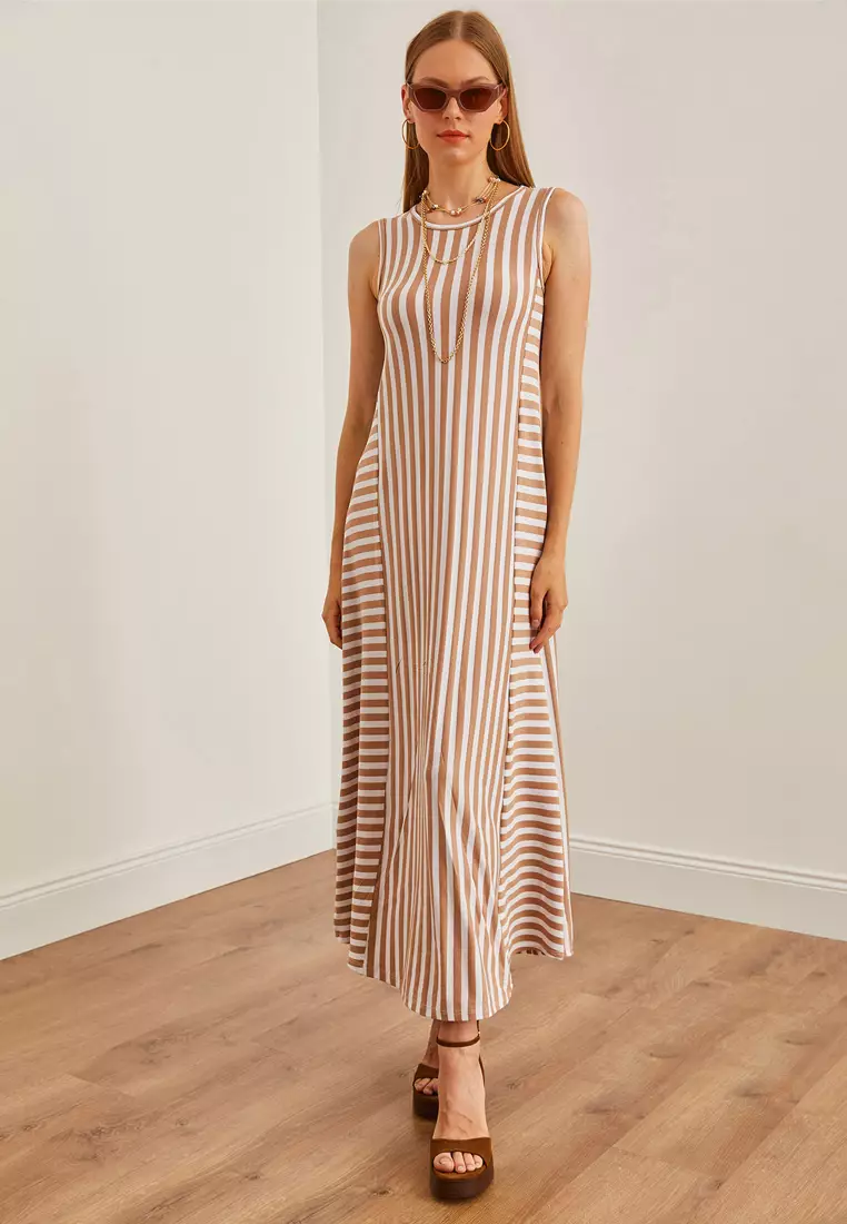 Striped Midi Casual Dress