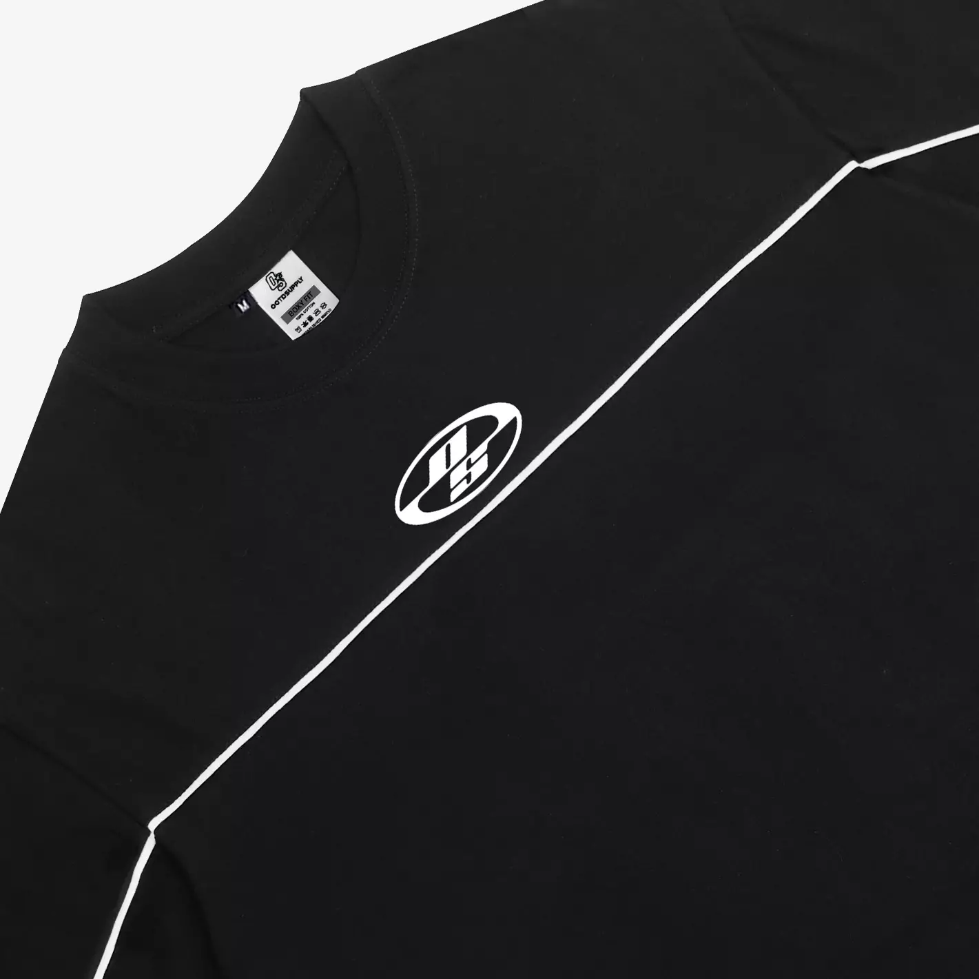 OOTDSUPPLY Oversize Boxy Cutline Neo 28 Black l Tshirt Boxyfit l Kaos Boxy | Atasan Boxy | OVZBXCL001