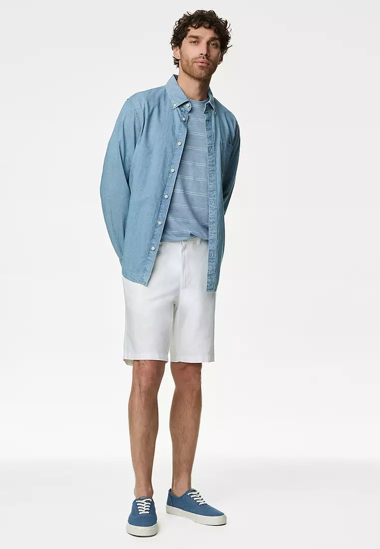 Pure Linen Striped T-Shirt