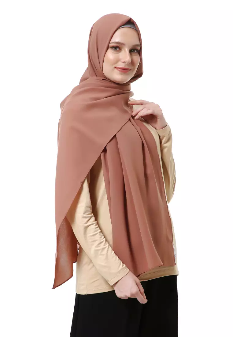 Marit Pashmina Syari Polos Muslimah Wanita Premium High Quality - Khaky