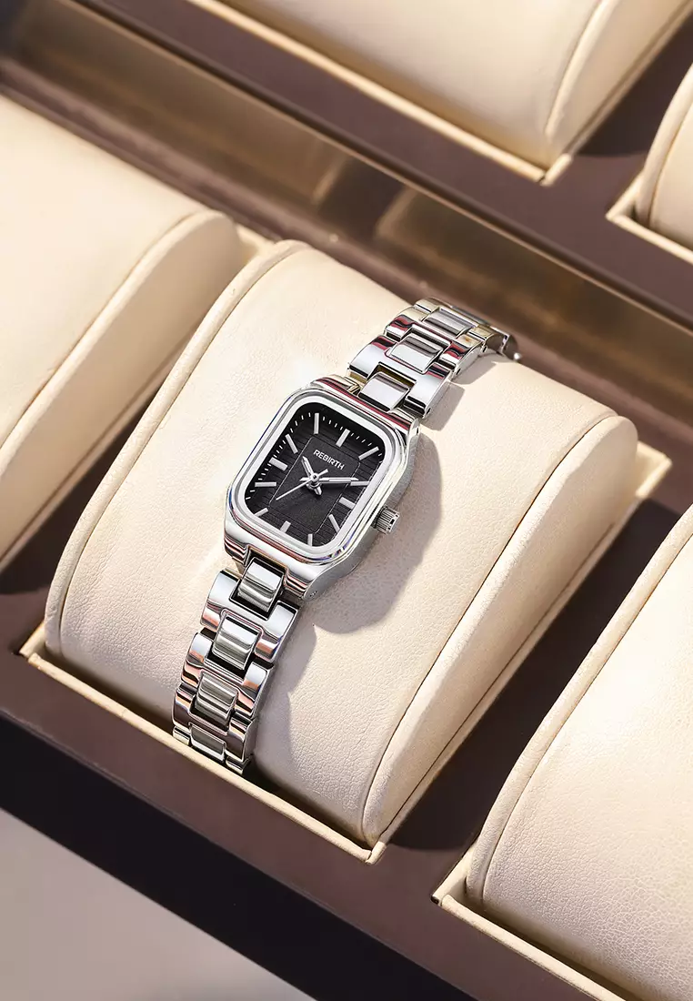 Jam Tangan Wanita Original Korea Fashion Anti Air Tali Stainless Steel Jam Tangan Cewek silverblack