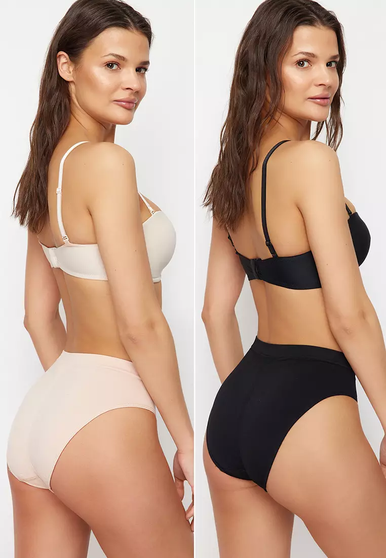 Black-Skin 2 Pack Seamless Hipster Knitted Panties