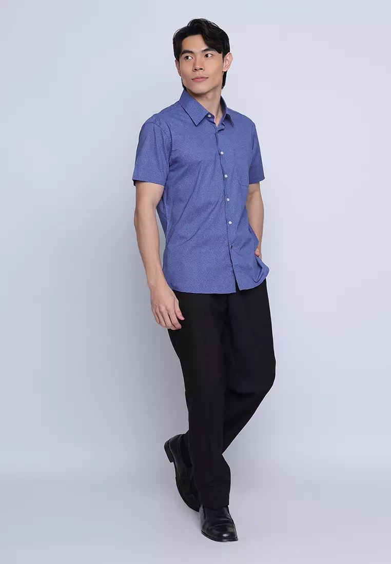 Printed Stretch Short Sleeve Casual Shirt