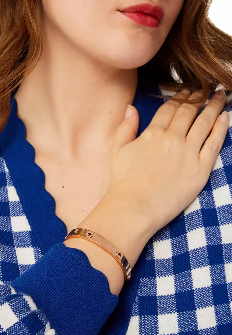 Spot The Spade Studded Hinged Bangle Bracelet in Rose Gold KE759