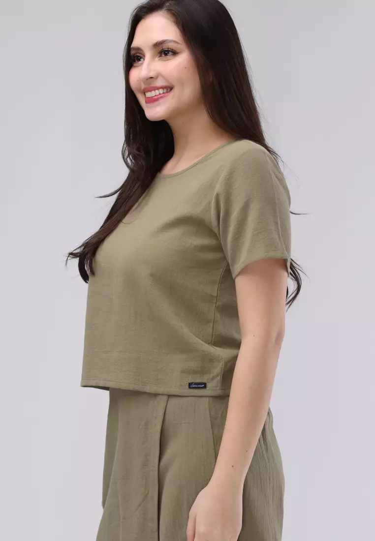 Wrinkles Cotton Short Sleeves Terno Skort