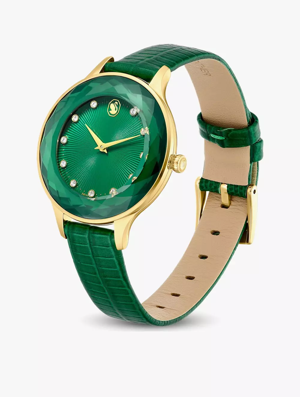 Octea Nova Watch, Swiss Made, Leather Strap, Green, Gold-Tone Finish - Green