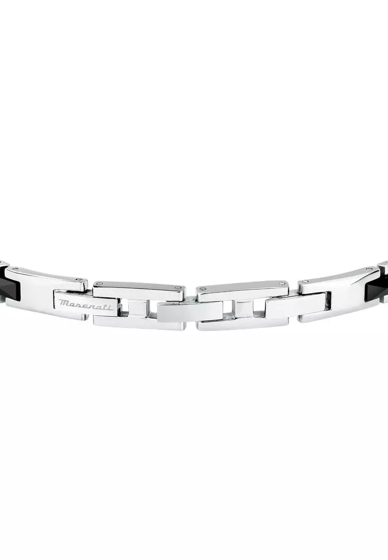 Maserati Jewels 185+30 mm Men's Bracelet, Stainless Steel, Black Ceramic, Rose Gold Logo, JM424ATZ50 (Adjustable)