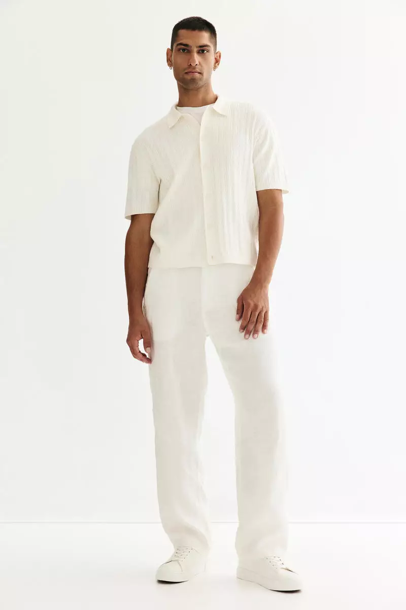 Regular Fit Cable-knit short-sleeved shirt