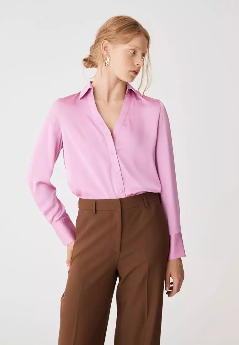 Lila V-Neck Satin Blouse