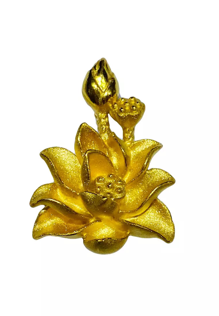 Gold lotus flower on sale pendant