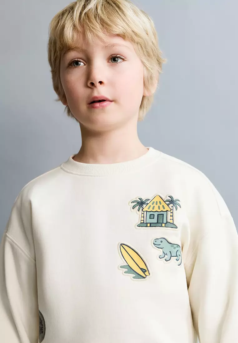 Sweatshirt with Embroidered Patches