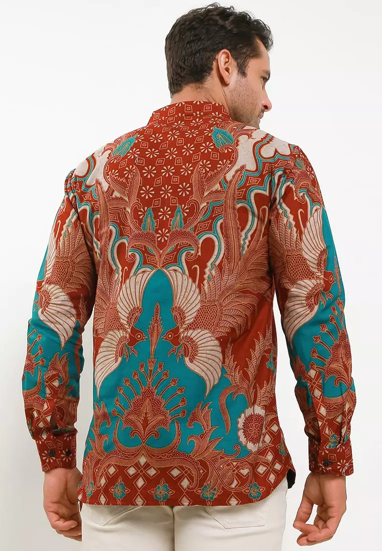 Swanggeni Maron Kemeja Batik Pria Premium Slimfit Modern Lengan Panjang