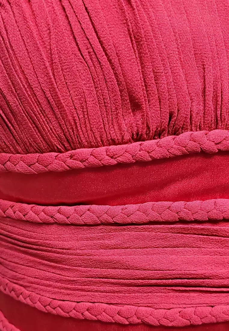 優雅古典雪紡拼色丁晚禮服