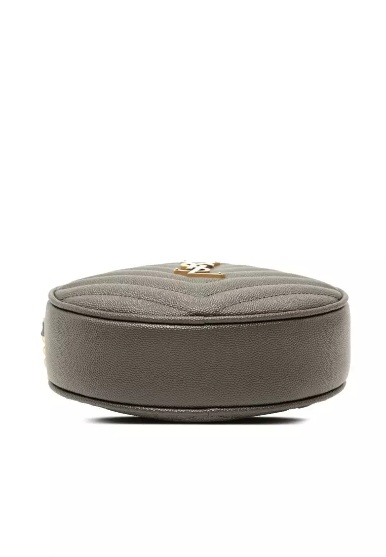 Pre-Loved Saint Laurent Chevron Grain De Poudre Round Vinyle Camera Bag