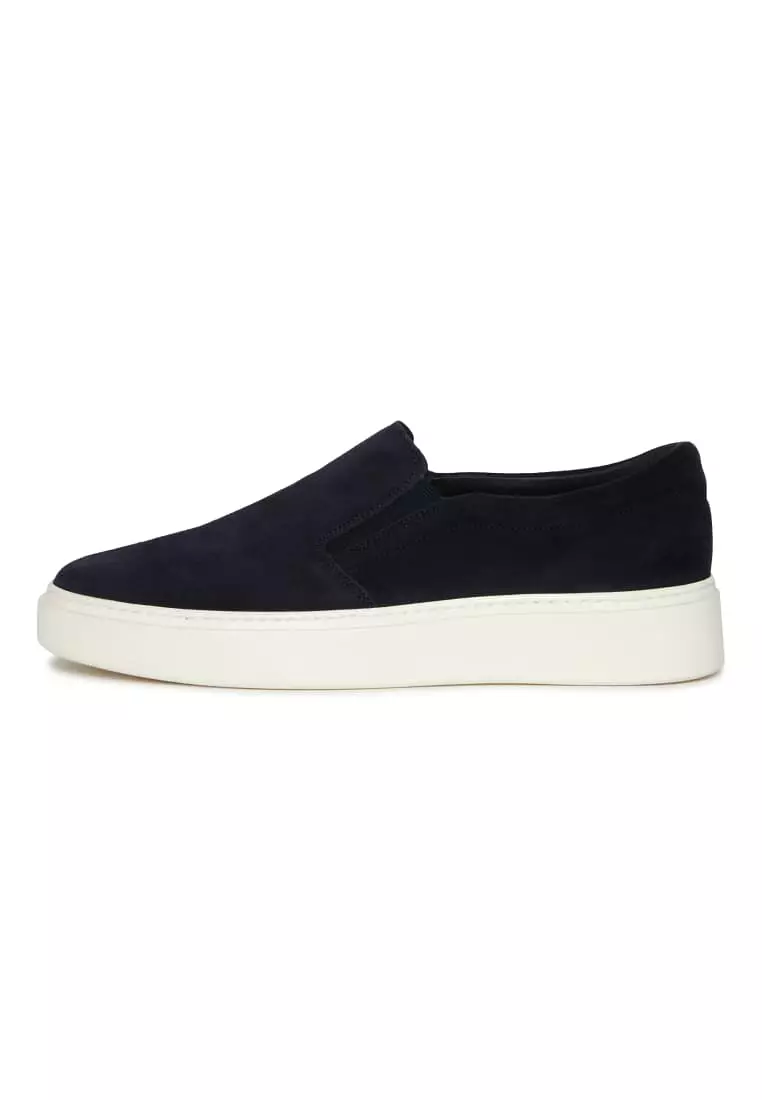 Mens black leather slip on trainers sale
