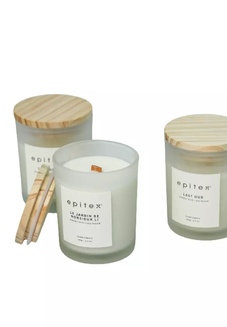 Buy Epitex Epitex Soy Wood Wick Candle | Glass Jar with wooden lid ...