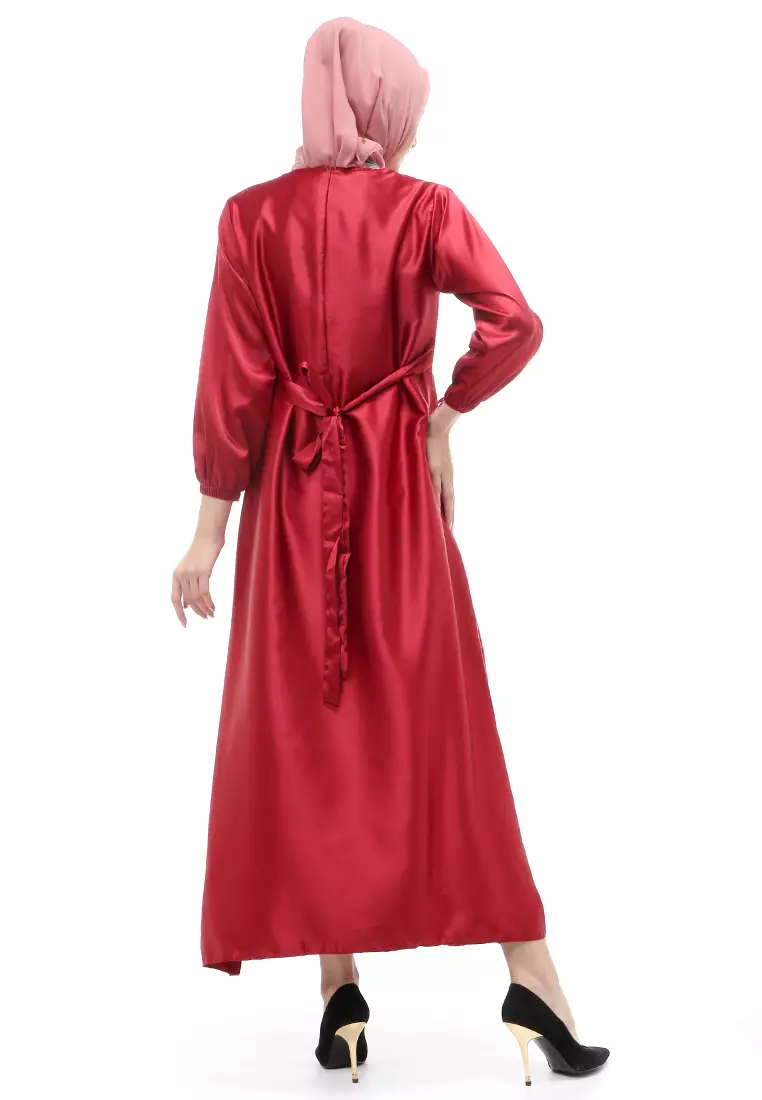 Monita Gamis Brokat Tile Wanita Muslimah Regular Fit - Maroon