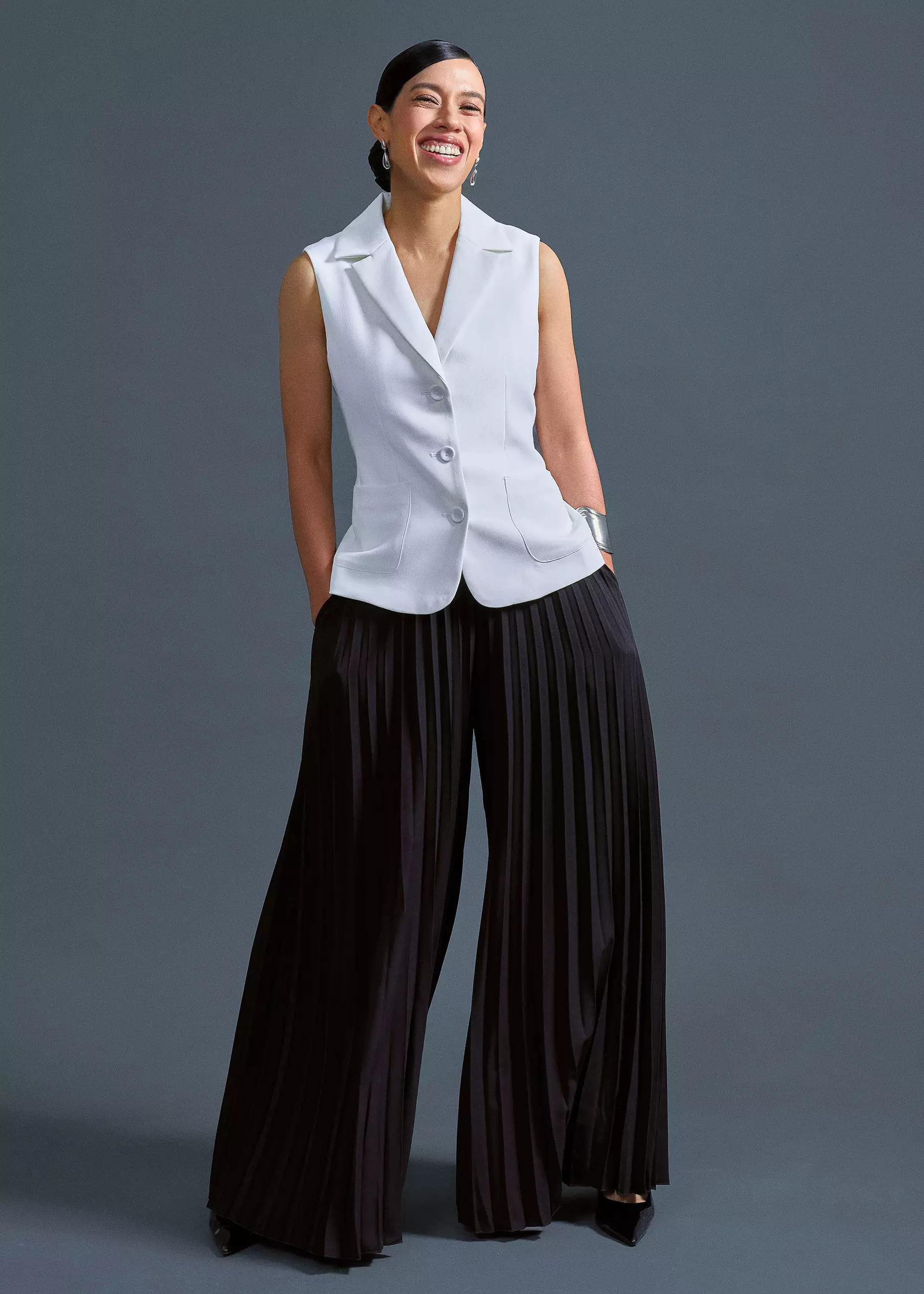 Atasan Wanita - Aika Tailored Button Down Vest Top