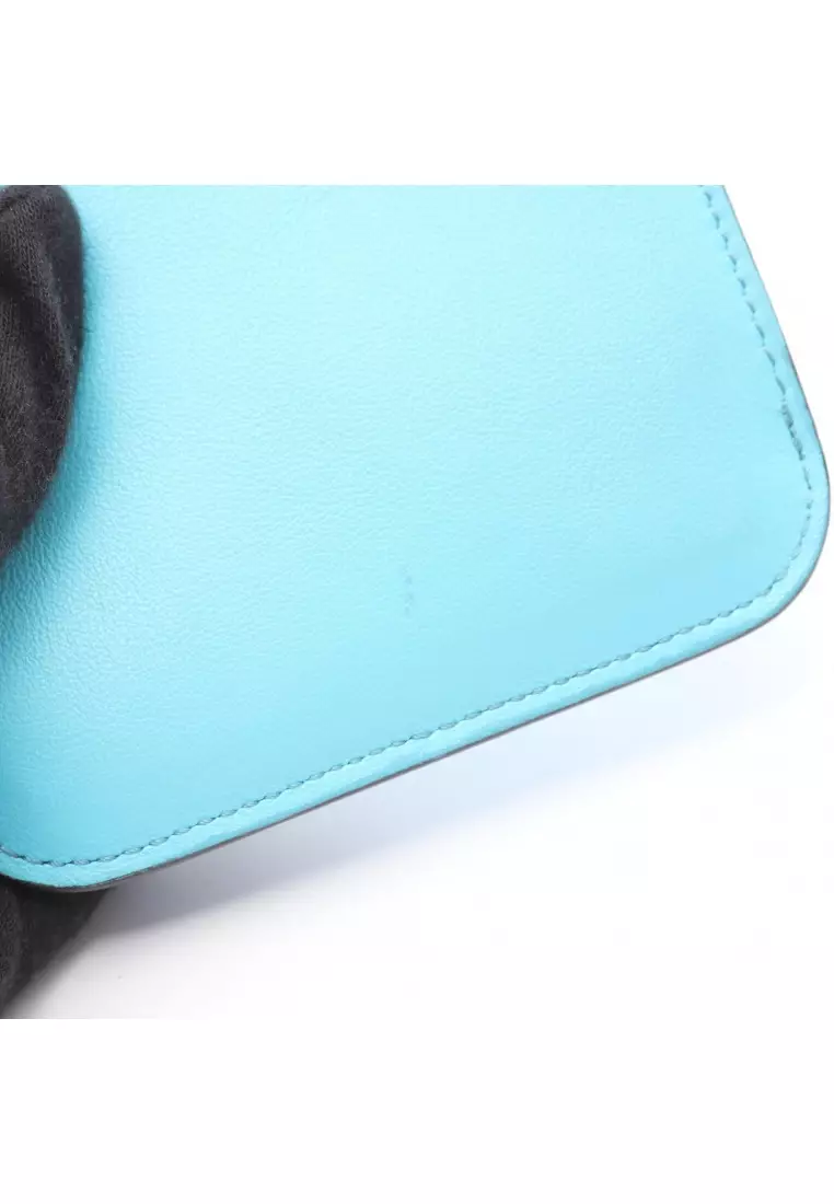 Pre-Loved Fendi phone pouch Shoulder bag leather Light blue