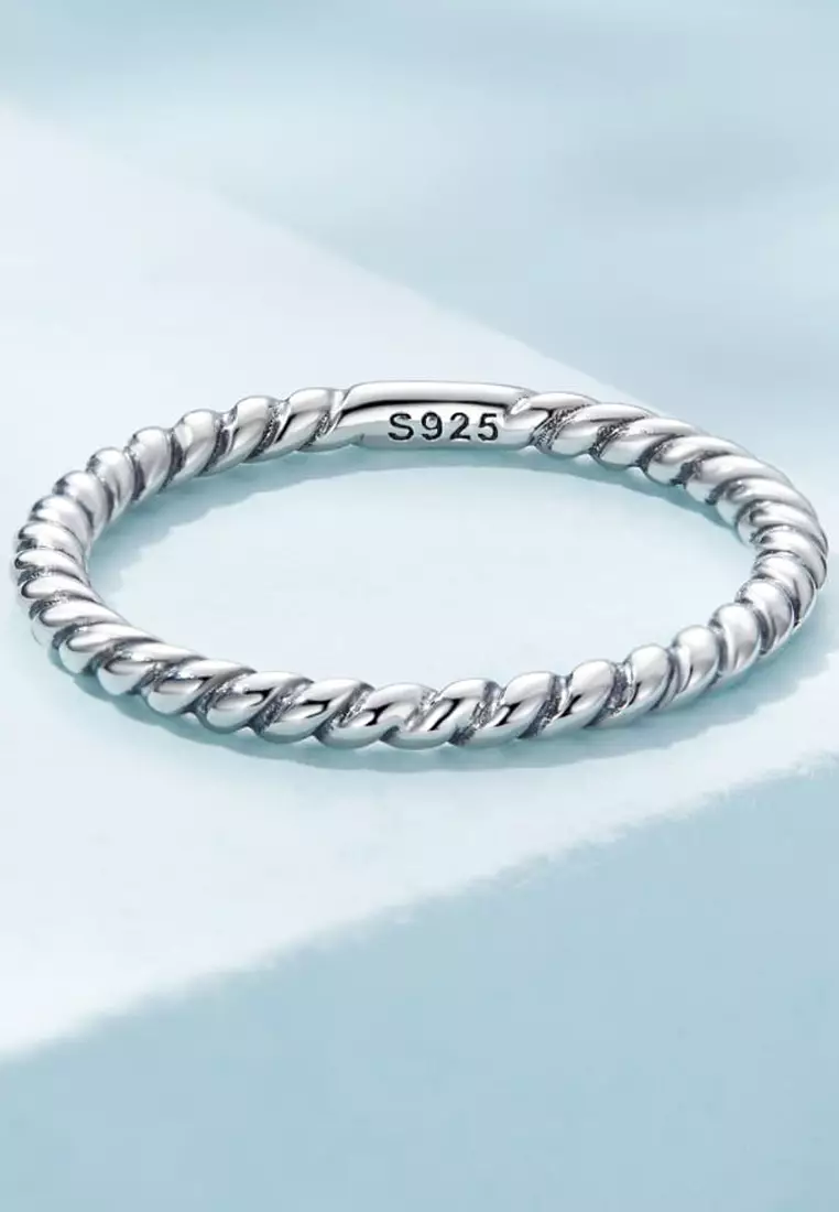 Solid Silver Twisted Tight Rope Ring