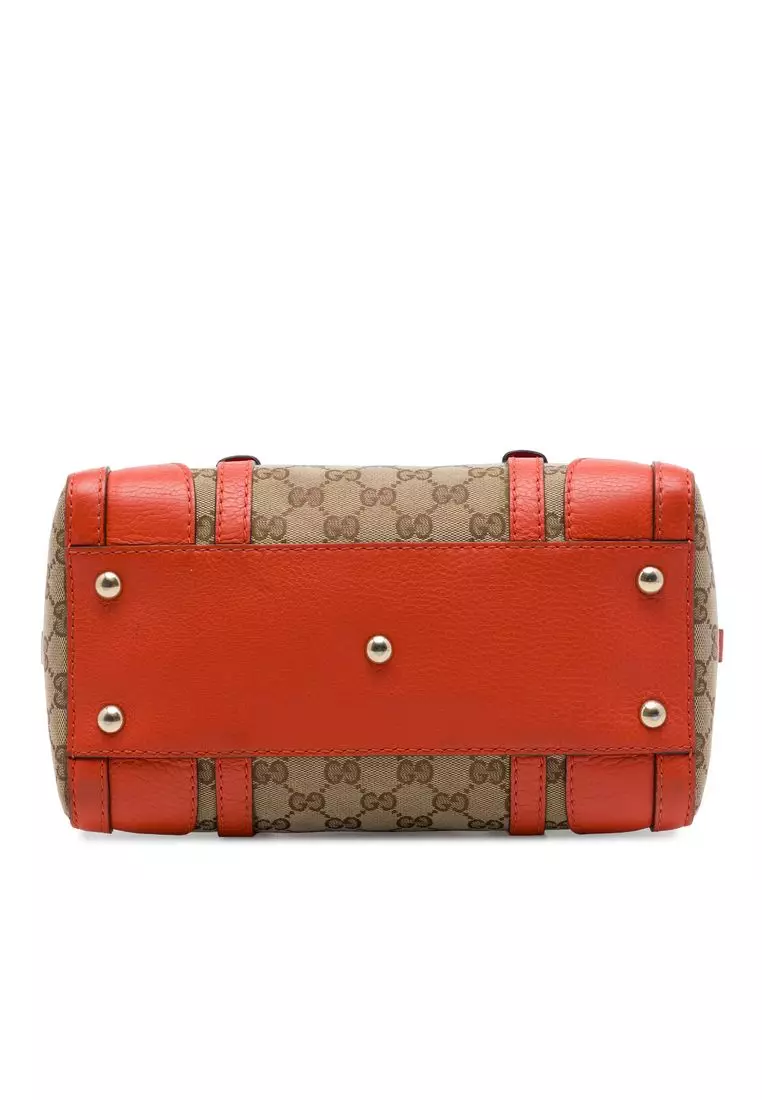 Pre-Loved Gucci Small Gg Canvas Belted Boston Bag