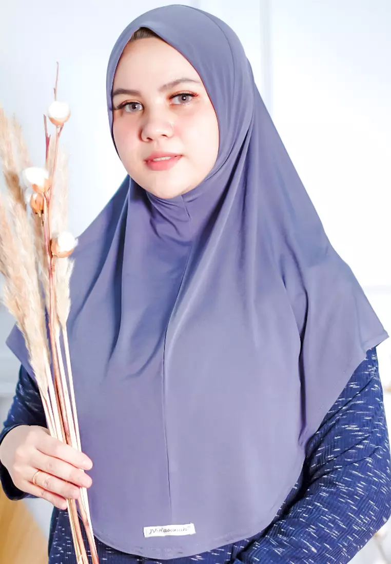 JV Hasanah Bergo Hasanah Soft Pet Jersey Grey | Bergo Pet Luar Panjang Jersey