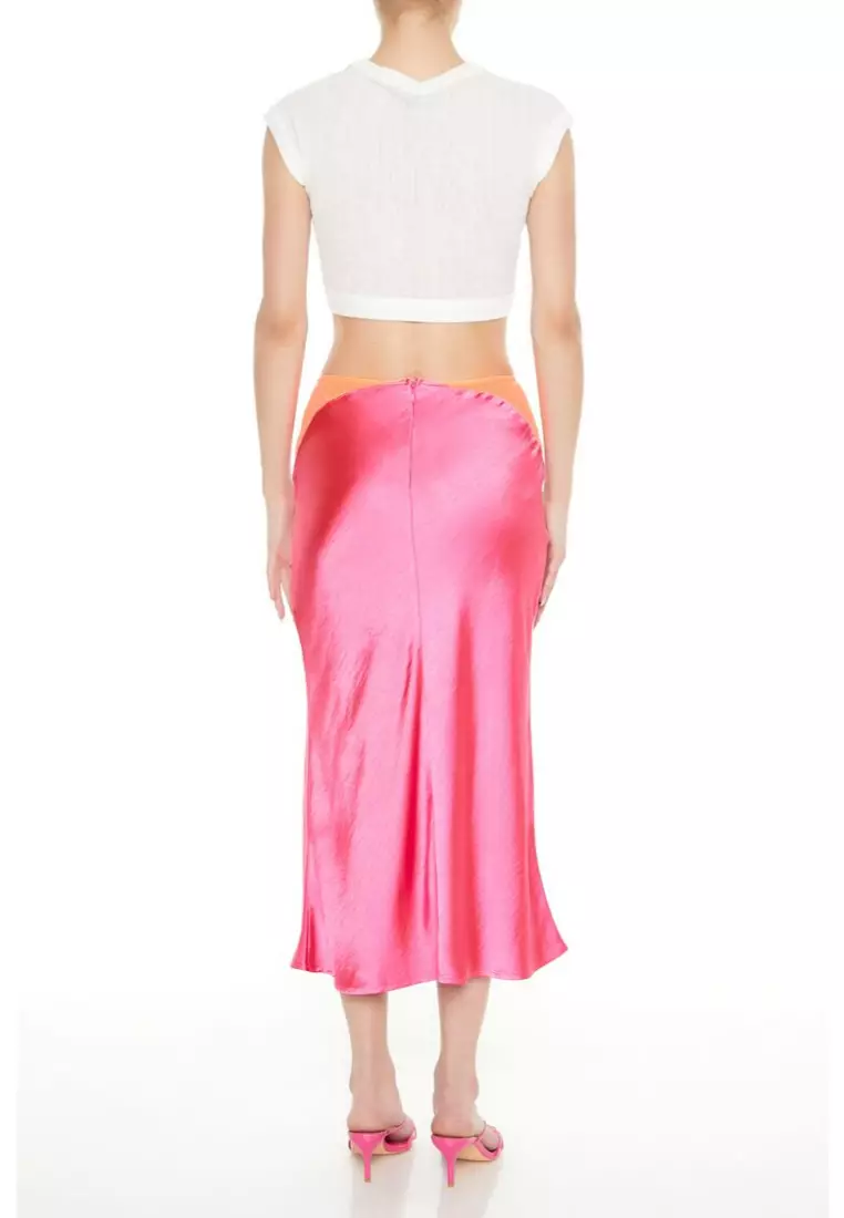 Buy FOREVER 21 Satin Colorblock Maxi Skirt 2025 Online ZALORA