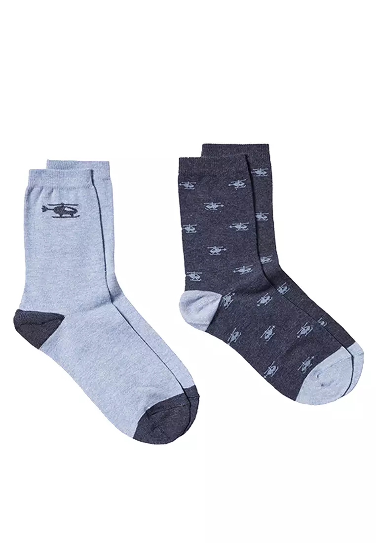 Boys Blue 7pk Mixed Print Socks