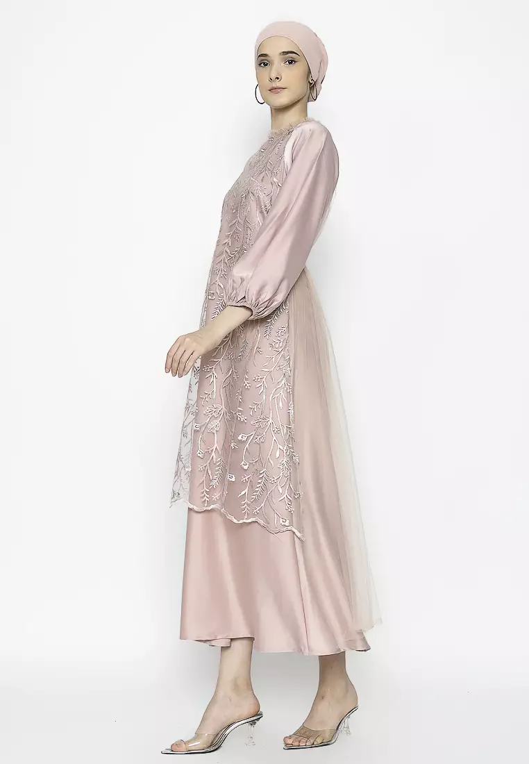 Urban Exchange Rose Gamis Pink - Long Dress Gamis Lebaran Pink Warna Pink