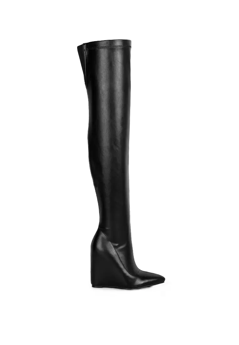 Discount on London Rag  shoes - SKU: Black Long Knee Platform Chunky Boots