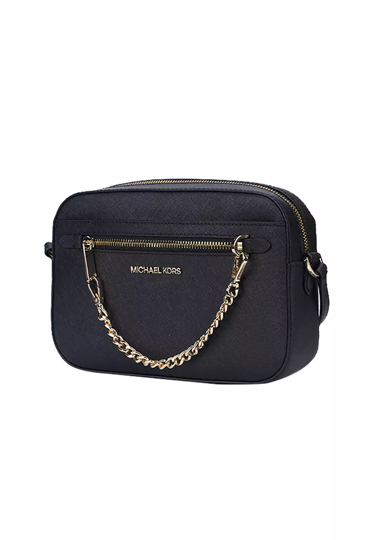 Jet Set Large Saffiano Leather Crossbody Bag In Black 35S1GTTC7L