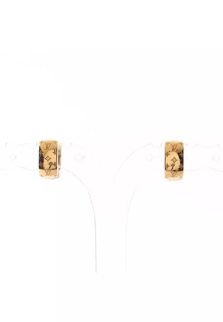 Louis Vuitton Silver Nanogram Hoop Earrings