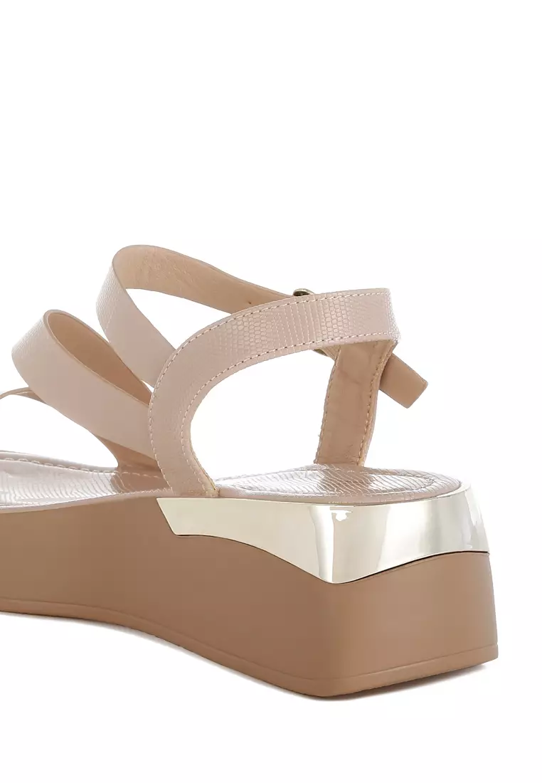 Chunky Flatform Sandals In Beige