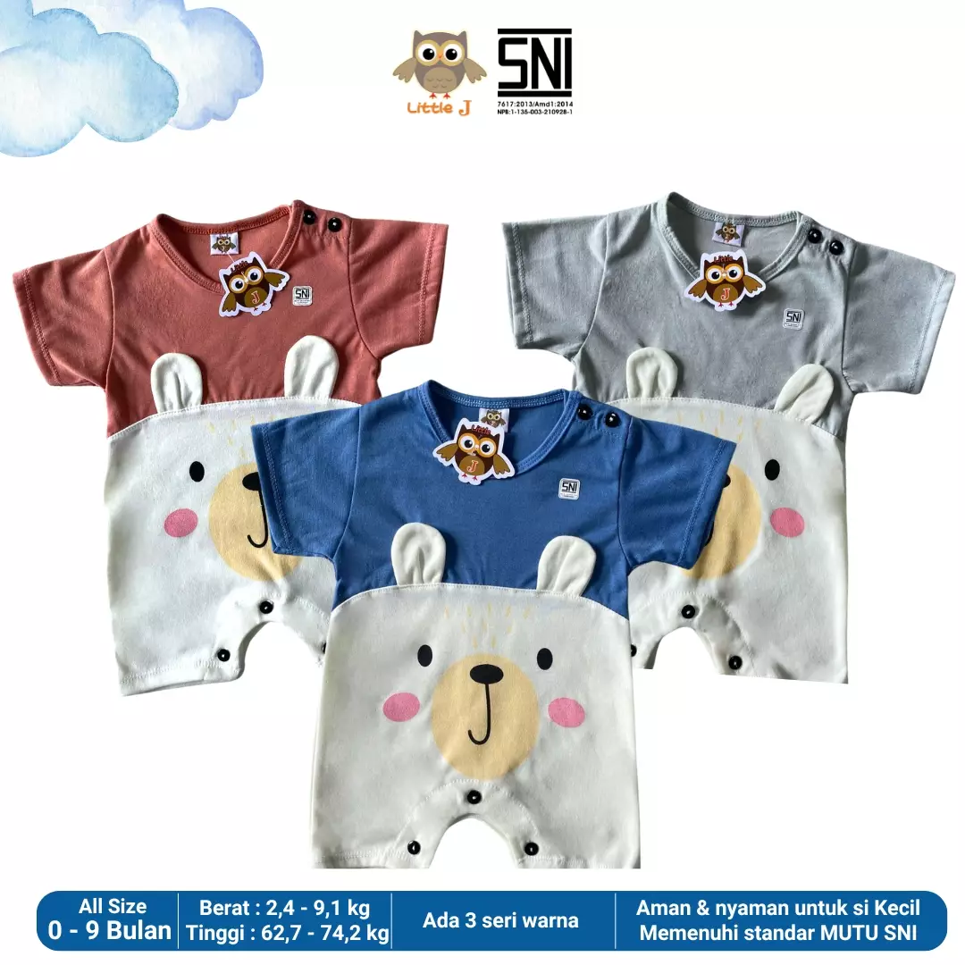 Little J - Baju Bayi Lucu - Romper Bayi Cowok 0-9 Bulan