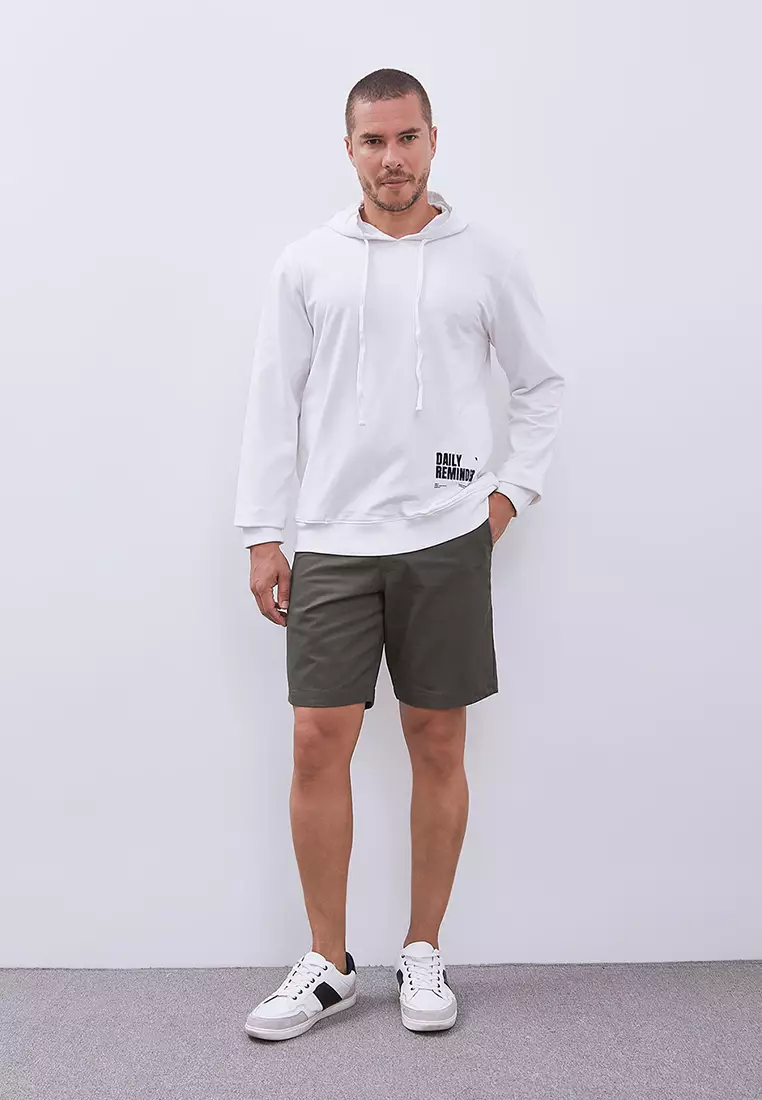 MANZONE - Hoodie Lengan Panjang Pria Mailson - White Warna White