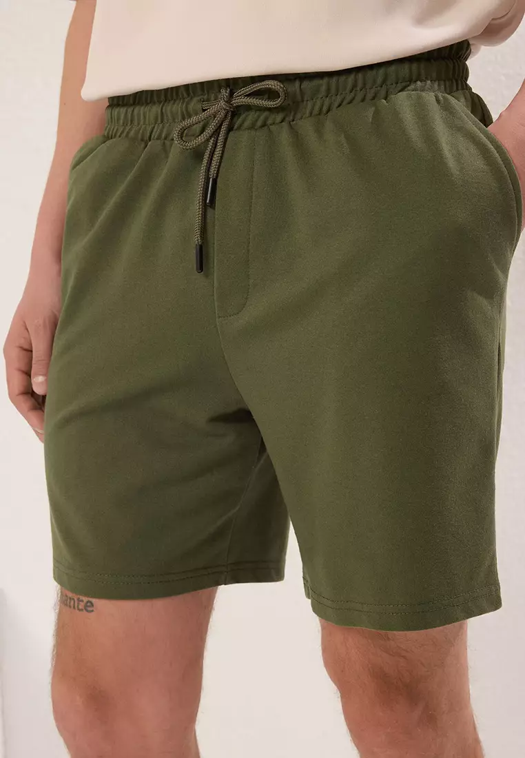 Navy Blue-Khaki Basic Regular/Normal Cut Straight 2 Pack Shorts TMNSS21SR0095