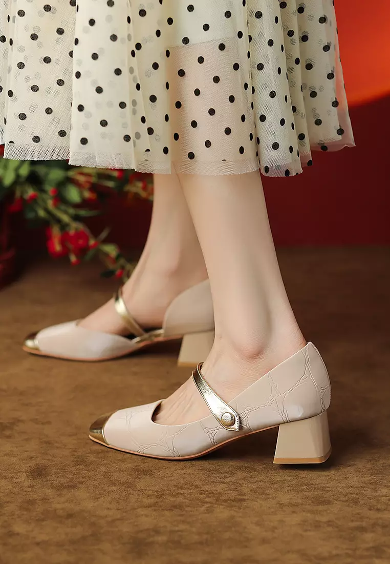 4.5CM Color Matching Mary Jane Shoes XJ3321-2