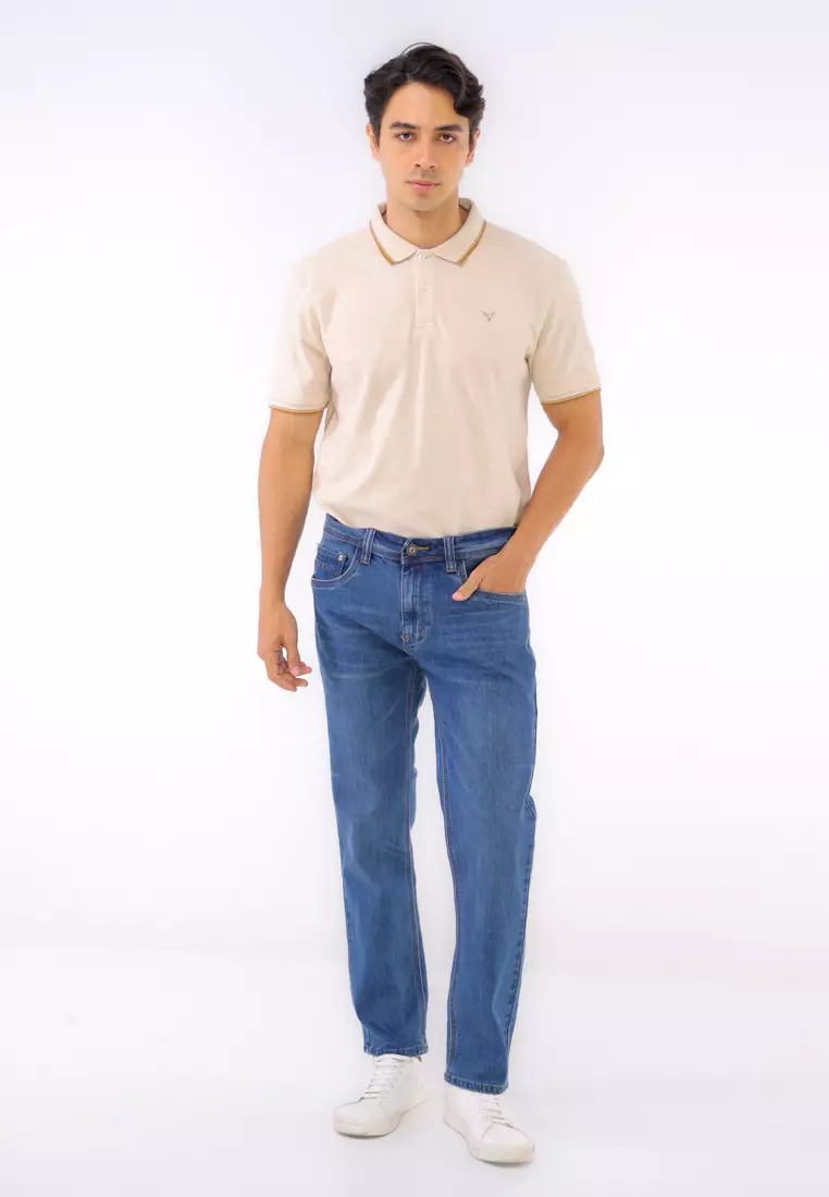 Denim Long Pants Slim Tapered Fit Stretch