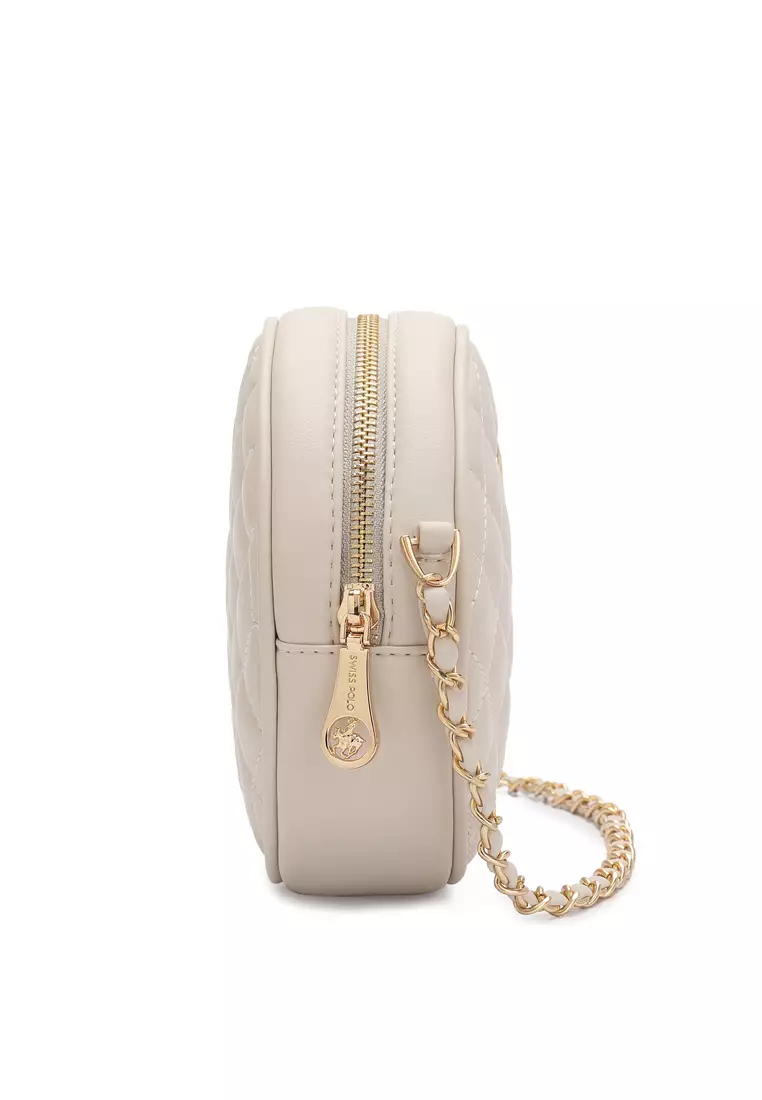 Women's Casual Chain Sling Bag / Crossbody Bag - Beige